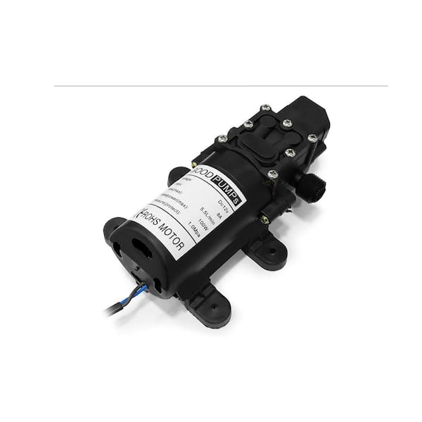 12V 70W Self-Priming Water Pump (130PSI, 6L/Min) with 2 Hose Clamps-For RV, Camper, Marine, Boat