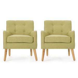 Felicity Mid-Century Modern Button Back Wasabi Fabric Armchairs (Set of 2)