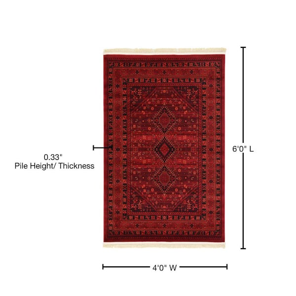 Unique Loom Tekke Lincoln Red 4' 0 x 6' 0 Area Rug 3126442 - The