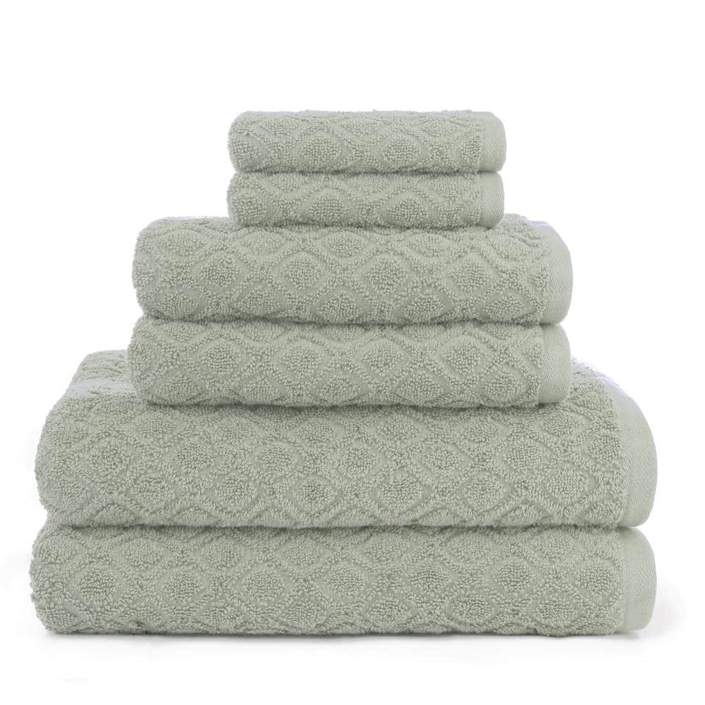 Kingsboro 6-Piece Storm Grey Textured Cotton Bath Towel Set
