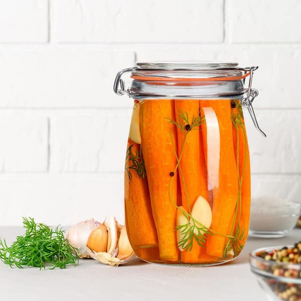 4-Piece Glass Mason Jars Set with Airtight Lids Wide Mouth Storage Containers for Canning Pickling Fermenting