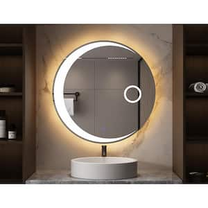 23.6 in. W x 23.6 in. H Switch Held Memory LED Mirror, Wall-Mounted Vanity Mirrors, Bathroom Anti-Fog Mirror