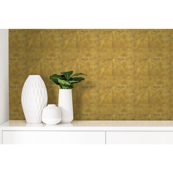 Square and Circle Orange Paper Non-Pasted Strippable Wallpaper Roll (Cover 56.05 sq. ft)