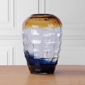 11.5 in. Blue and Gold Decorative Vase