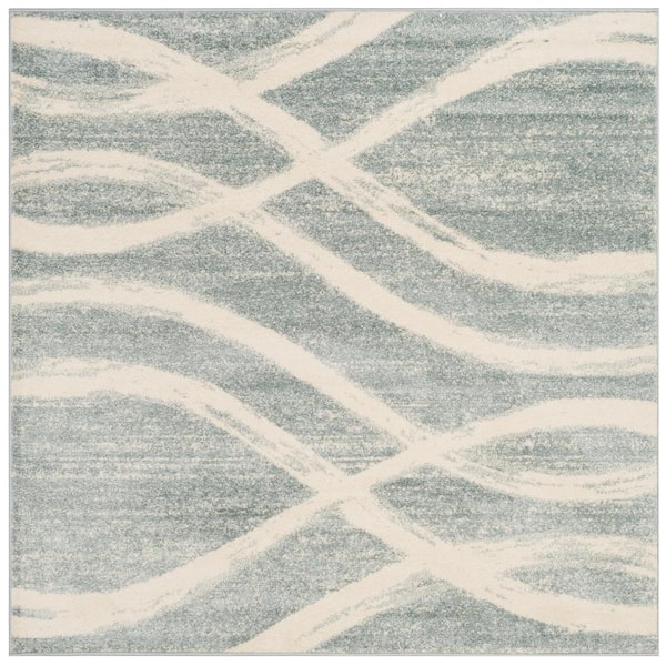 SAFAVIEH Adirondack Cream/Slate 6 ft. x 6 ft. Square Striped Area Rug