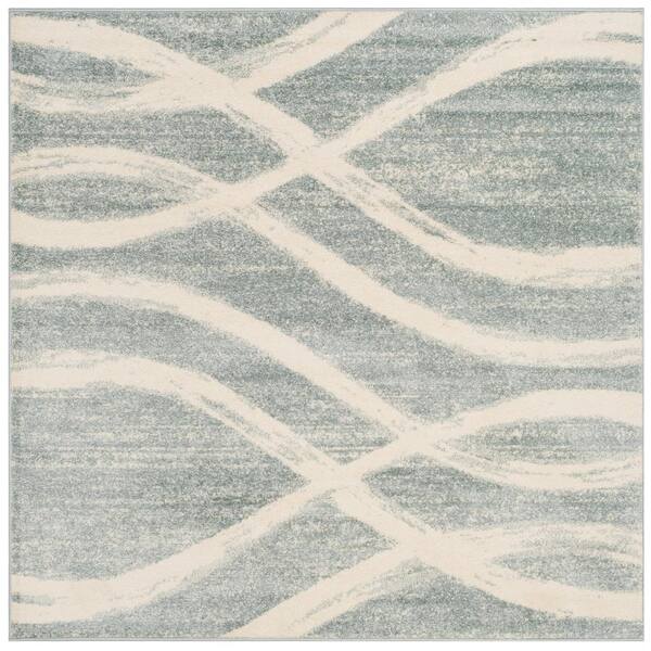 SAFAVIEH Adirondack Cream/Slate 6 ft. x 6 ft. Waves Square Area Rug