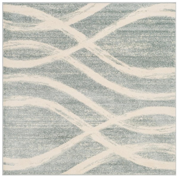 SAFAVIEH Adirondack Cream/Slate 8 ft. x 8 ft. Waves Square Area Rug