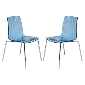 Ralph Transparent Blue Plastic Dining Chair Set of 2
