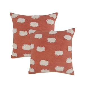 Jane Orange Pom-Pom 100% Cotton 20 in. x 20 in. Throw Pillow (Set of 2)