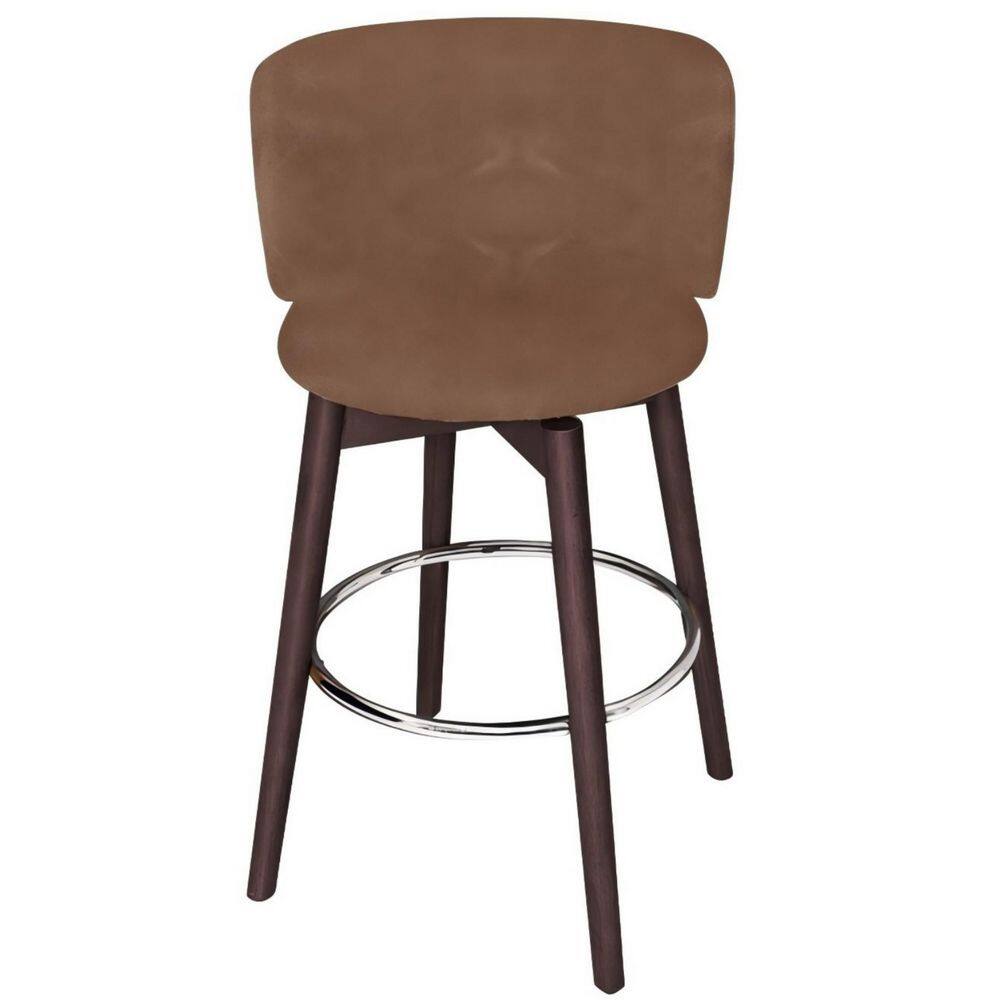 PTKL 26 in. Modern Brown Faux Leather Swivel Solid Wood Frame Bar Stool Metal Footrest Counter Height Stool Set Of 3 price history on PriceWatchPro