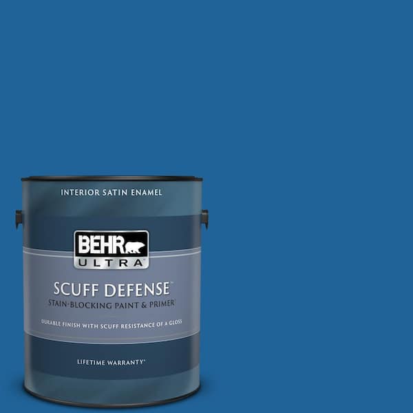 BEHR ULTRA 1 gal. #570B-7 Cobalt Glaze Extra Durable Satin Enamel Interior Paint & Primer