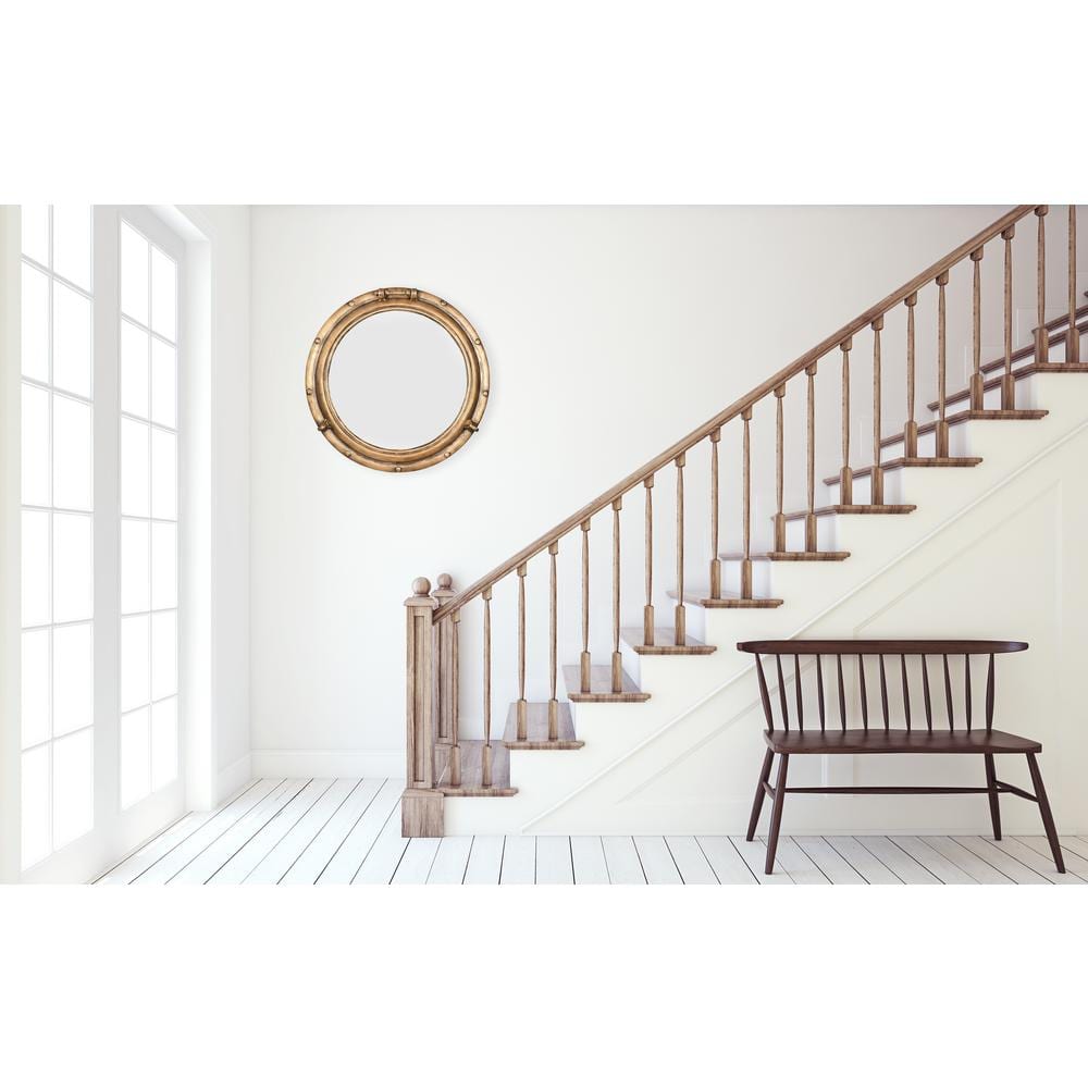 22" Round Gold Metal Porthole Wall Mirror