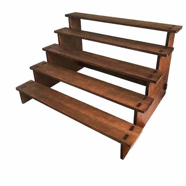 5-Tier Dark Brown Natural Wood Cupcake and Dessert Display Stand 15.7 x 11.8 x 9 in. Cake & Tiered Stands