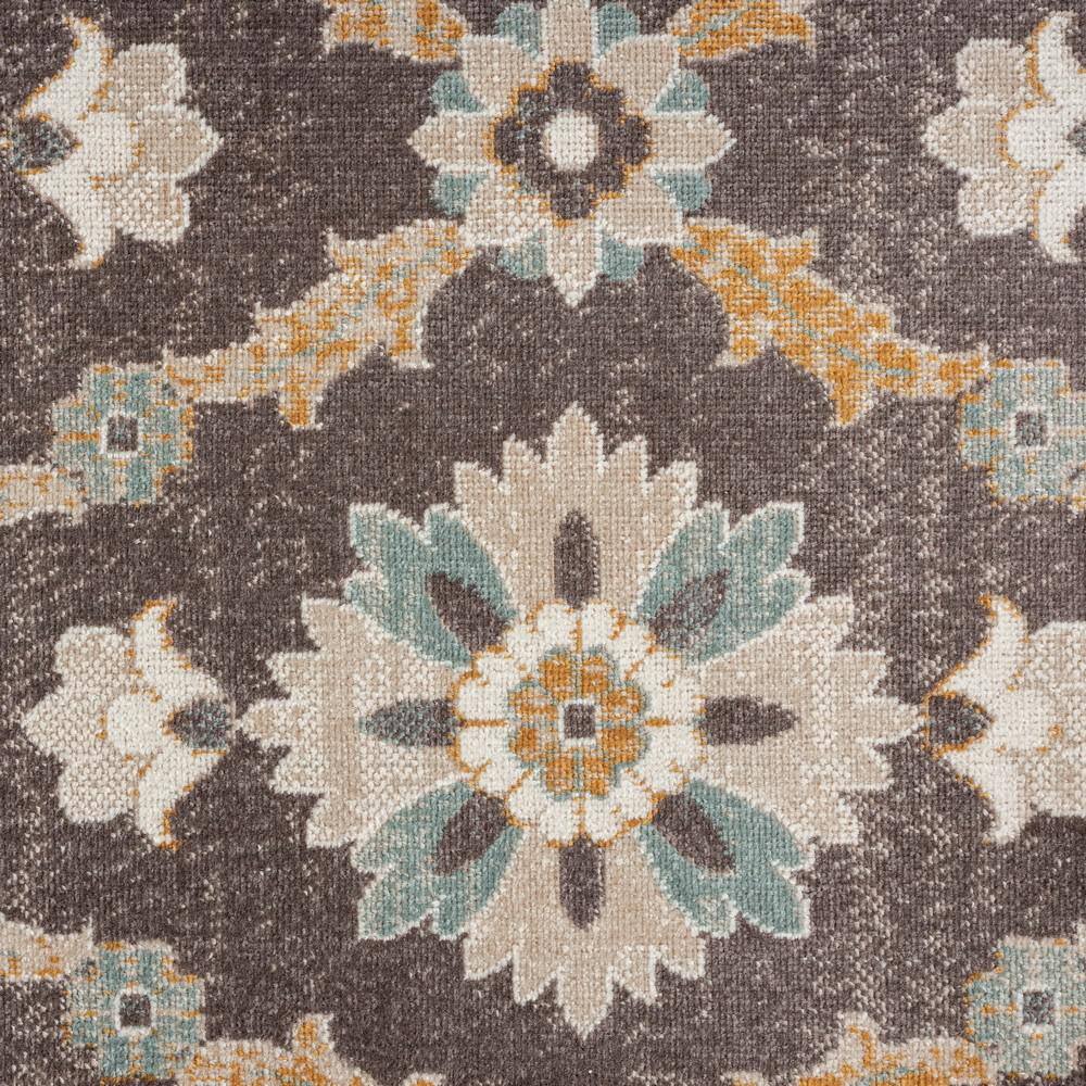 Reversible Rectangular Blue Floral Easy-Care Synthetic Area Rug