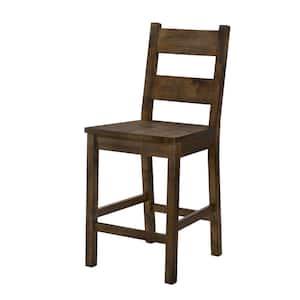 Stella 24.5 in. Rustic Oak Wood Ladder Counter Height Chairs (Set of 2)