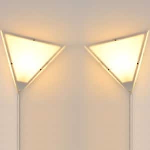 14.76 in. 1-Light White Plug-in Wall Sconce with Acrylic White Shade Modern Triangle Corner Light(Set of 2)