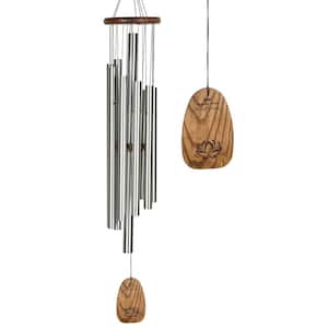 Signature Collection, Woodstock Mindfulness Chime, Large 44 in. Silver Wind Chime WMCL