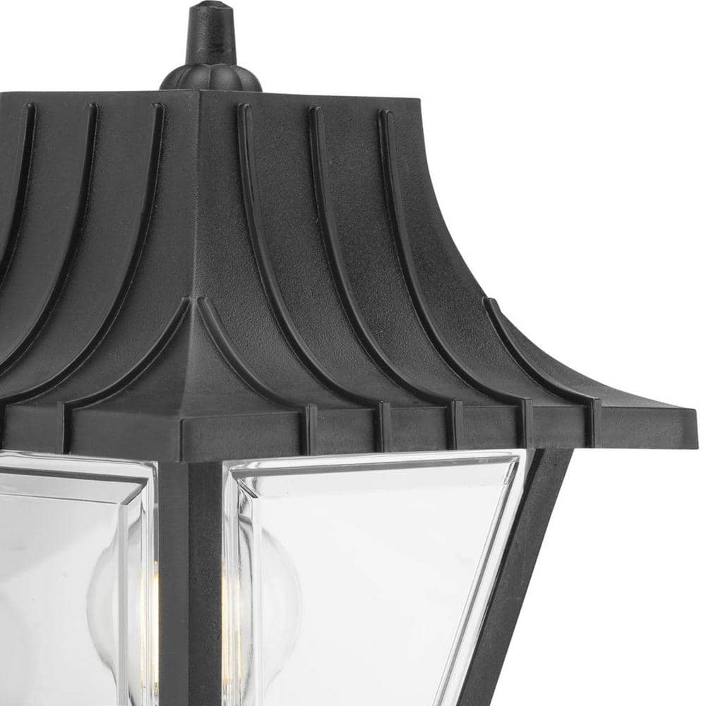 Black 17-Inch Outdoor Wall Lantern with Clear Acrylic Panels