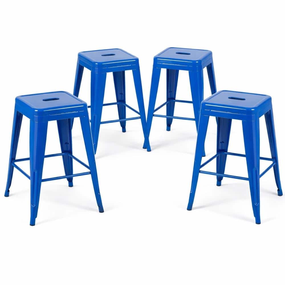 24 in Blue Set of 4 Metal Bar Stools  for  Island price history on PriceWatchPro