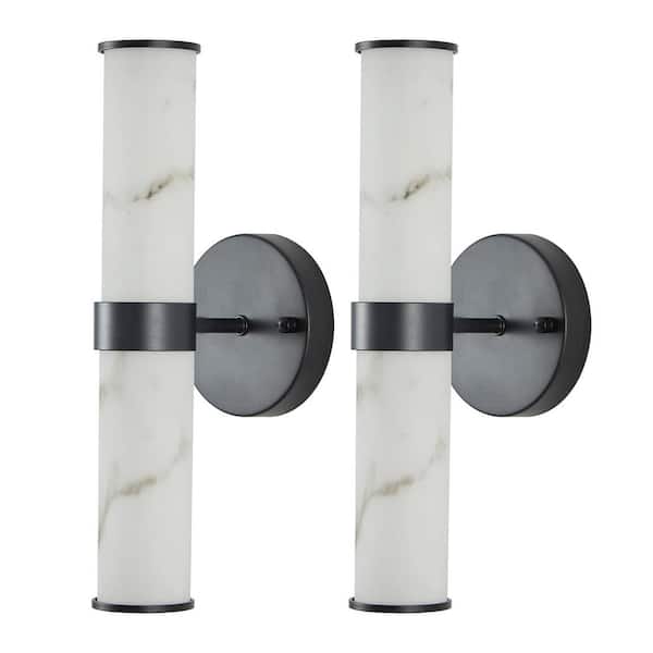 Elegant LED Resin Wall Sconce, Modern Vertical Light Fixture for Bathrooms, Hallways, and Bedrooms in Black