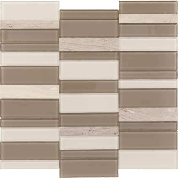Elida Ceramica 3-in x 12-in Glass Linear Mosaic Tile Sample Elida Ceramica 3-in x 12-in Glass Linear Mosaic Tile Sample