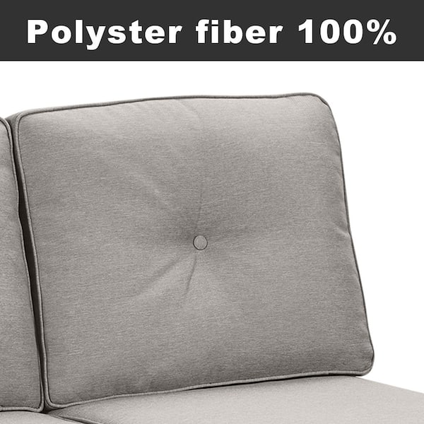 Brown Wicker Outdoor Sectional Sofa, 6-Seater L-Shaped Patio Couch with Beige Cushions for Deck Backyard Sunroom