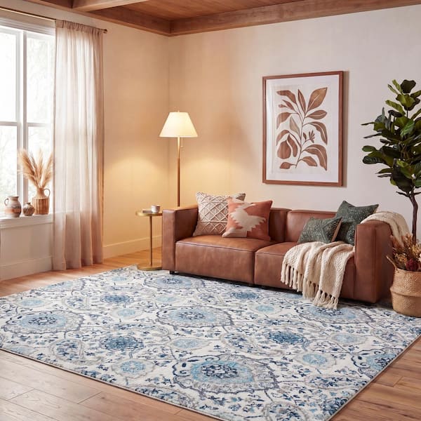 Madison Cream/Light Gray 9 ft. x 12 ft. Border Area Rug
