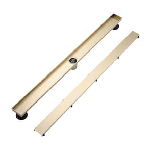 36 in. Long Rectangular Stainless Steel Linear Shower Drain in Brushed Gold