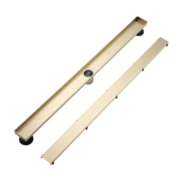 Flynama 36 in. Long Rectangular Stainless Steel Linear Shower Drain in Brushed Gold