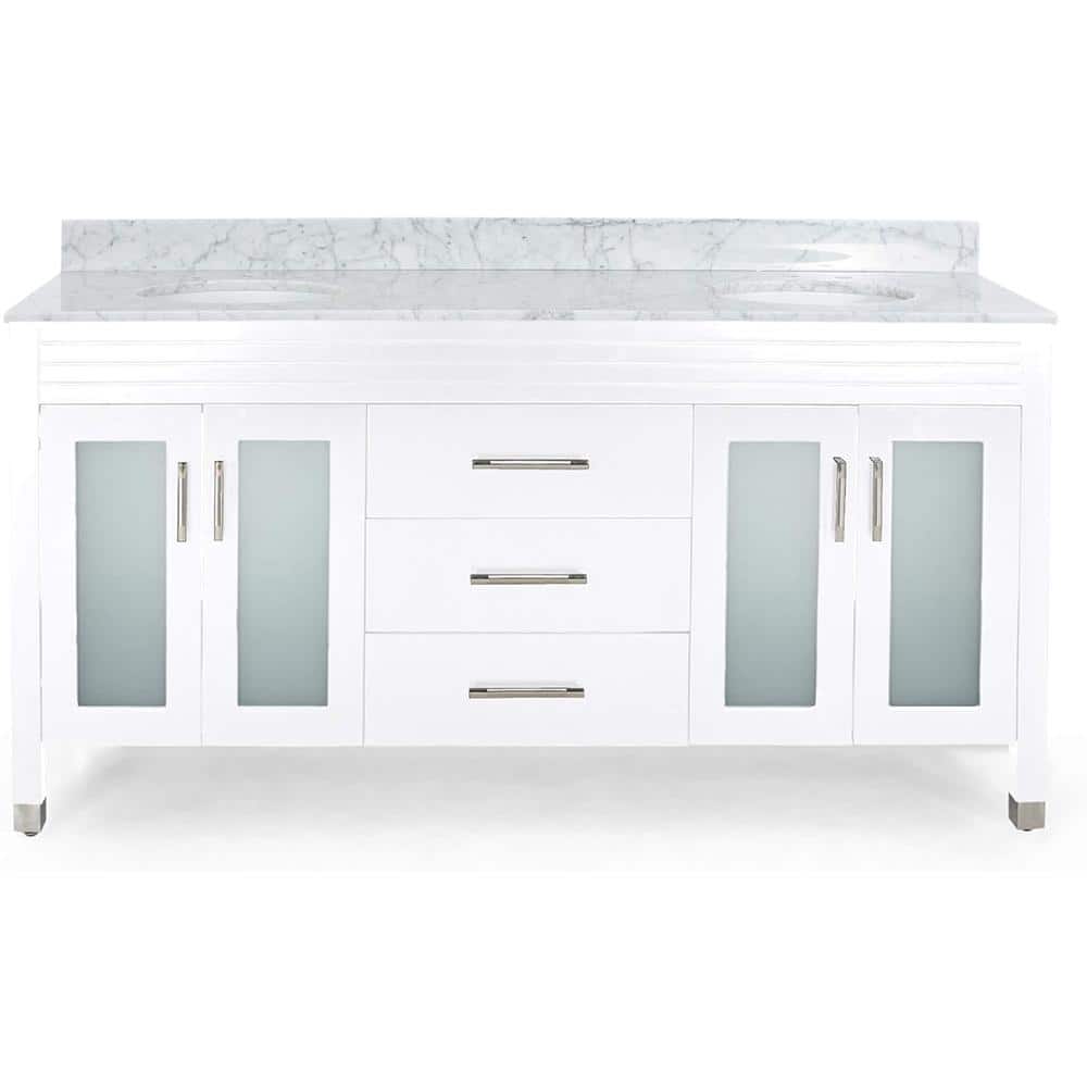 73 in. W. x 22 in. D x 40 in. H Double Sink Freestanding Bath Vanity in Whi