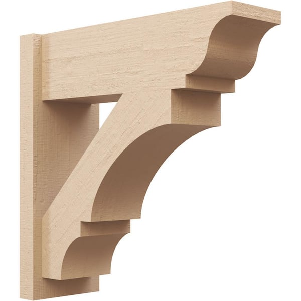 Ekena Millwork 8 in. x 24 in. x 24 in. Balboa Traditional Rough Cedar Woodgrain Timberthane Polyurethane Outlooker, Primed Tan
