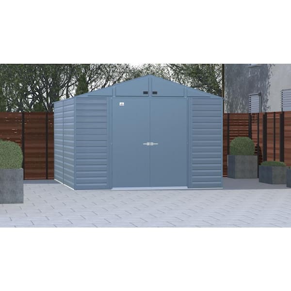 Select 10 ft. W x 12 ft. D Blue Grey Metal Shed 115 sq. ft.