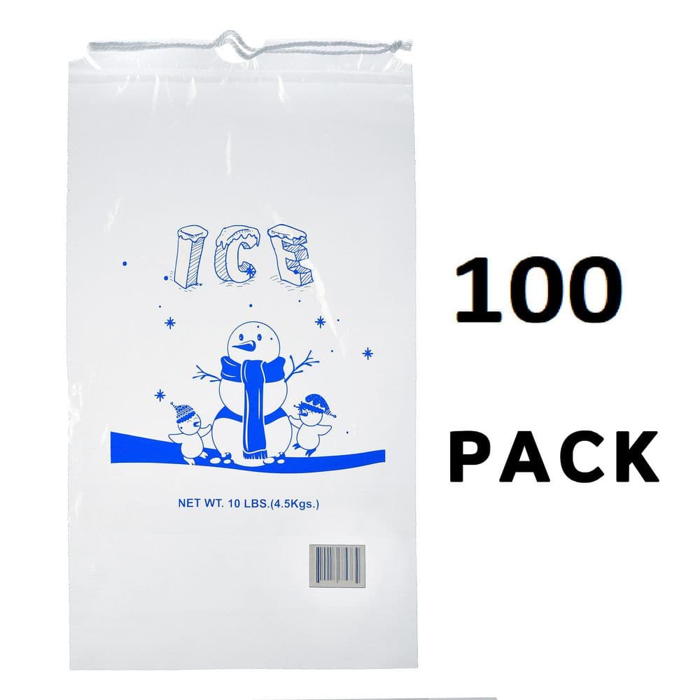 Ice Bags 10 lb with Drawstring, 50 Count Ice Bags for Ice Machine,  Heavy-Duty Reusable Ice Cube Bags, Portable Storage and Freezer Keeper
