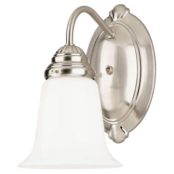 Westinghouse 1-Light Brushed Nickel Interior Wall Fixture with White Opal Glass