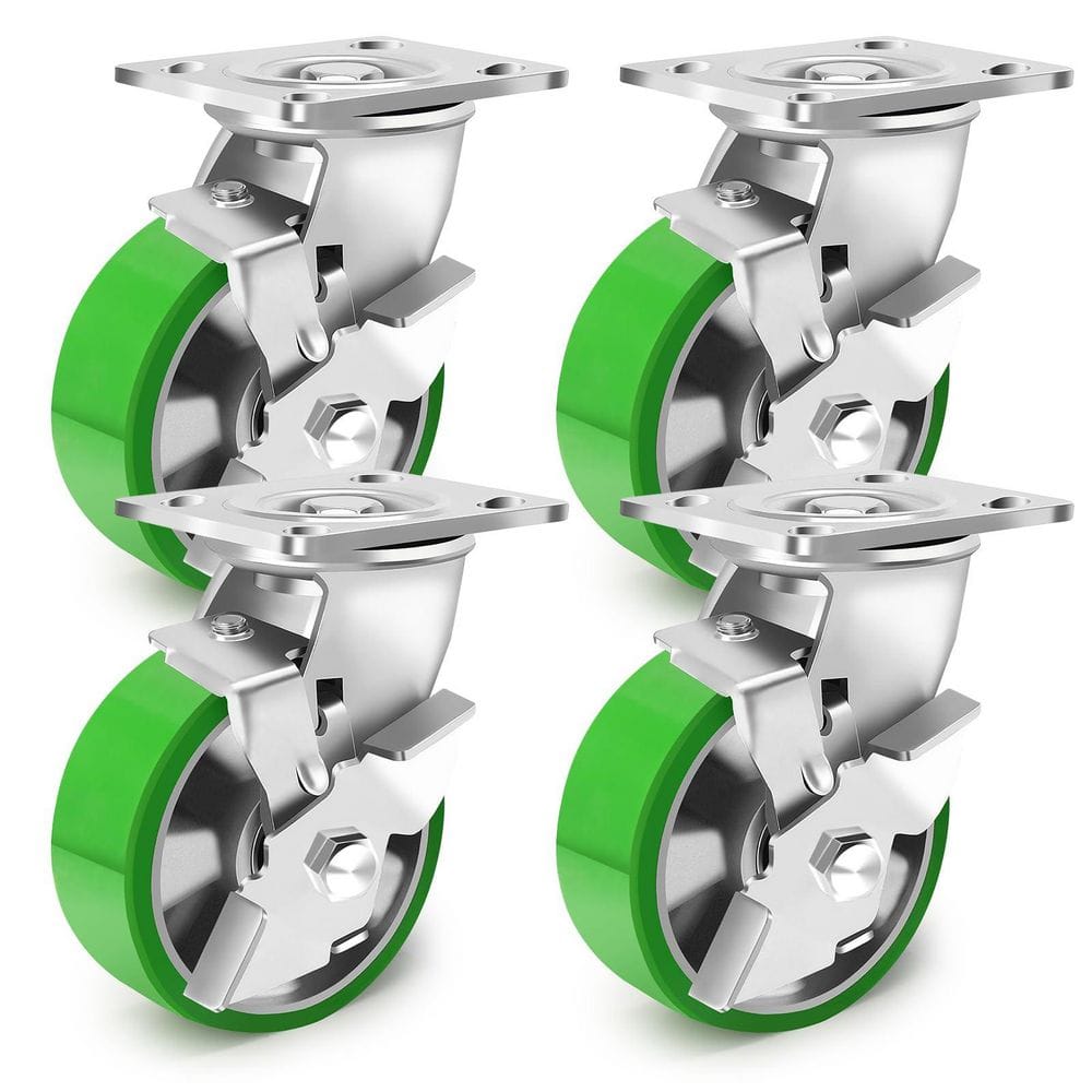 4-Pack Industrial Grade 5 in. Polyurethane Aluminum Swivel Casters with Brake Maintenance-Free 4000 lb. Load price history on PriceWatchPro