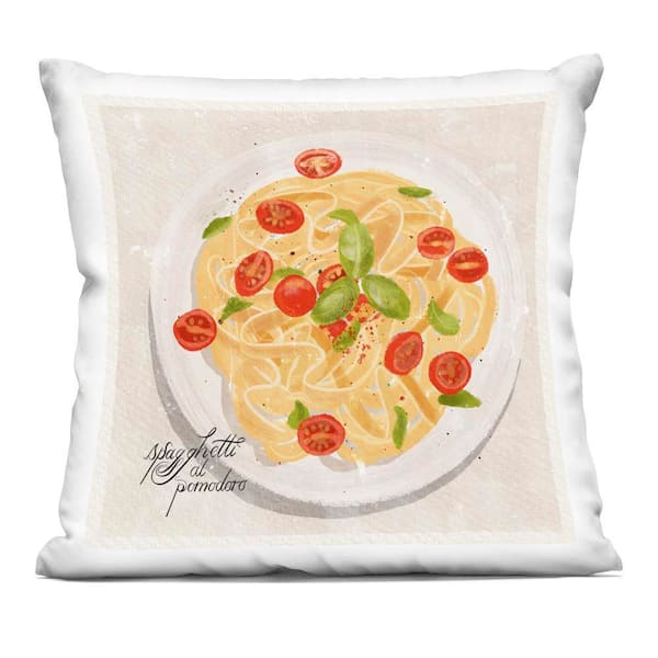 Stupell Industries Italian Spaghetti Meal Off-White Print Polyester 18 in. x 18 in. Throw Pillow