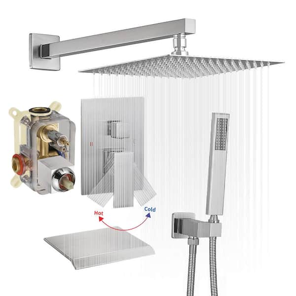 BWE Single Handle 3-Spray Patterns Tub and Shower Faucet 2.5 GPM 10 in. Wall Mounted in Brushed Nickel (Valve Included)