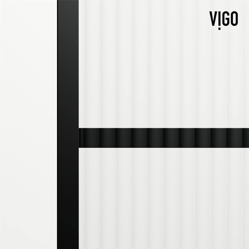 Ventana Matte Black 34" x 74" Framed Shower Screen with Fluted Glass