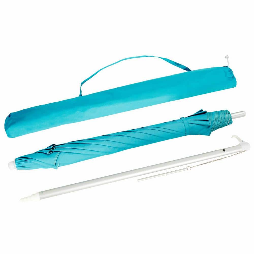 Costway 6.5FT Patio Beach Umbrella Sun Shade Tilt W/Carry Bag Blue