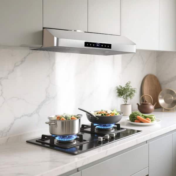 30 in. 900 CFM Stainless Steel Range Hood with 4-Speed Settings, Remote Control Removable LED Lights and Gesture Control