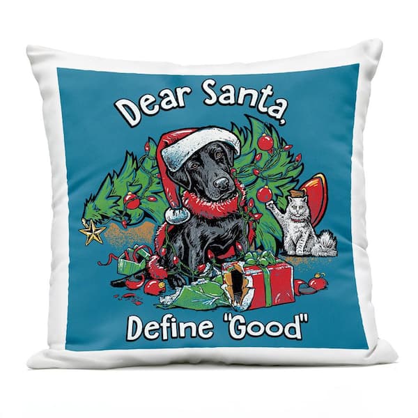 Define Good Vintage Puppy Blue Square Outdoor Throw Pillow
