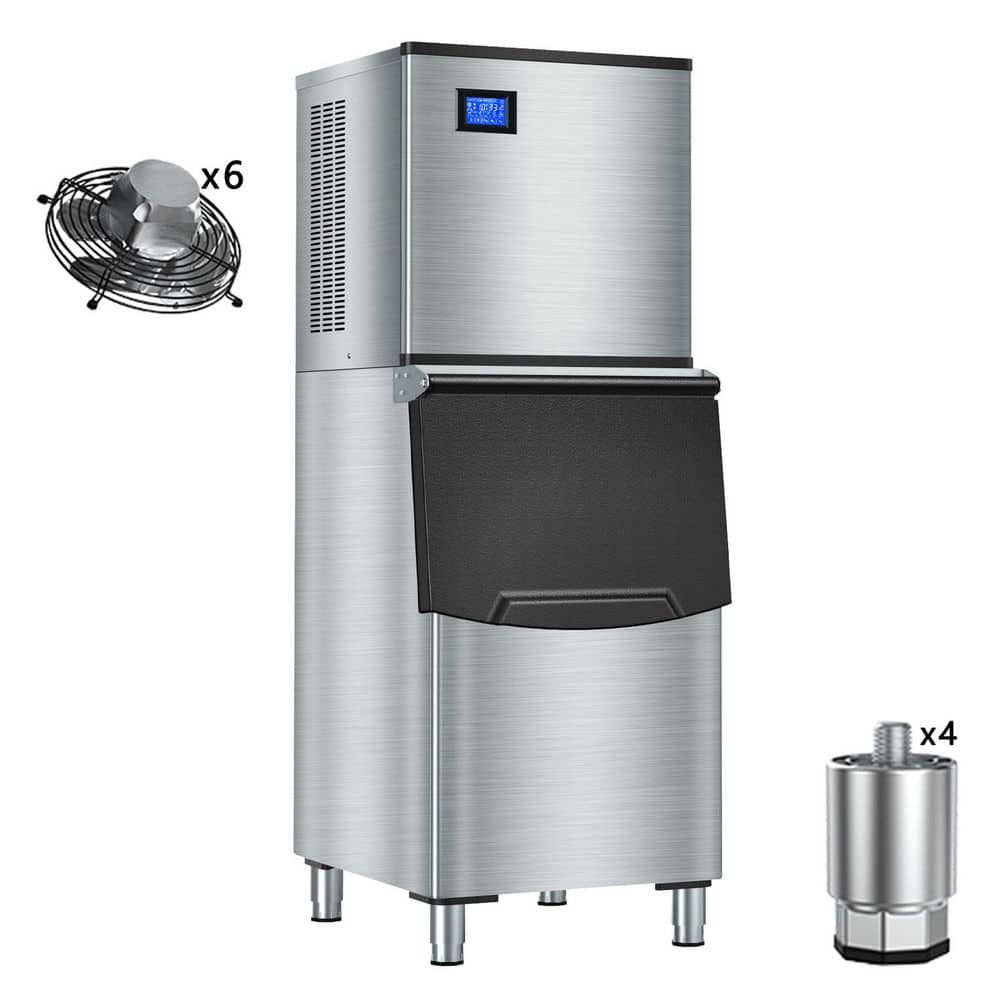 23 in. 620 lbs./24 H Split Commercial Ice Maker in Silver with 6-Exhaust Fans Freestanding 156-Full Size lce Cube/Cycle