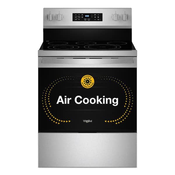 30 in. 5 Burner Elements Freestanding Electric Range in Stainless Steel with Air Cooking Technology