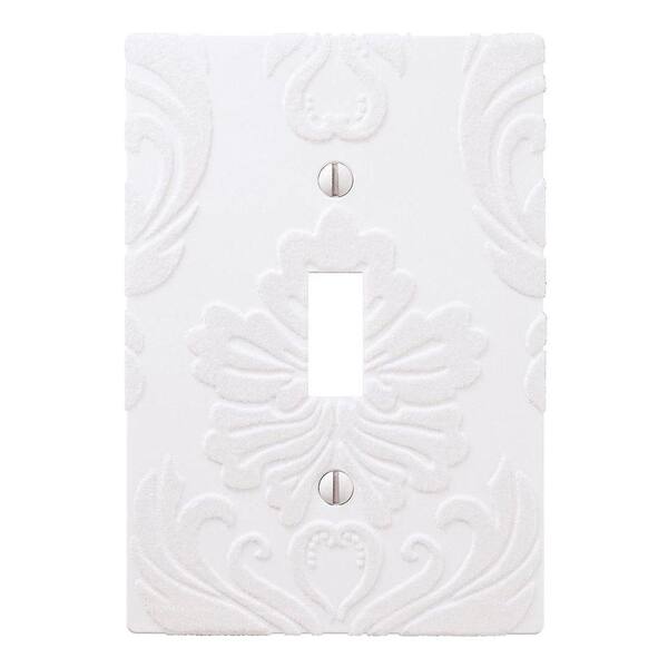 AMERELLE Damask 1 Gang Toggle Composite Wall Plate - White