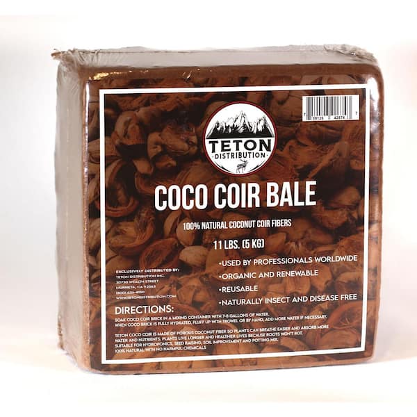 Teton Distribution 11 lbs. Coco Coir Potting Soil for Indoor Plants &Outdoor Plants, The Coconut Coir Potting Mix Is Great for Microgreens