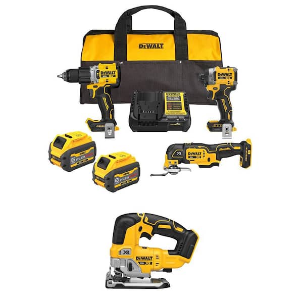 20V Max Lithium-Ion Cordless 3-Tool Combo Kit and Brushless Jigsaw with (2) Flexvolt 6.0 Ah Batteries and Charger