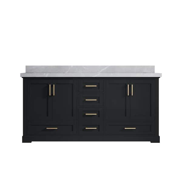 Willow Collections Boston 72 in. W x 22 in. D x 36 in. H Double Sink Bath Vanity in Wrought Iron with 2 in. Pearl Gray qt. Top