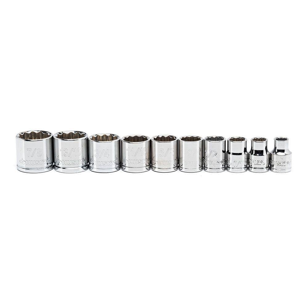 Husky 3/8 in. Drive SAE 12Point Socket Set (10Piece)H3D12PTSAE The