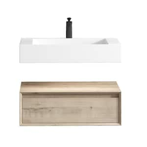 Alysa 30 in. W. x 20 in. D x 23 in. H Single Sink Floating Bath Vanity in Light Oak with White Acrylic Top