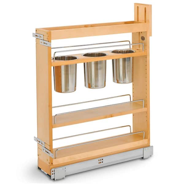 Natural Maple 5 in. Pull Out Kitchen Cabinet Organizer w/ Soft-Close